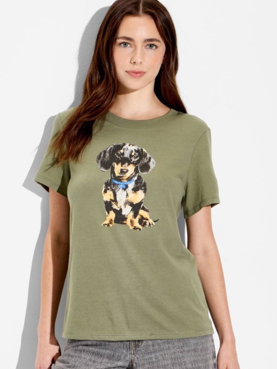 Zoe + Liv Tops - Zoe + Liv Olive Green Dachshund Graphic Tee